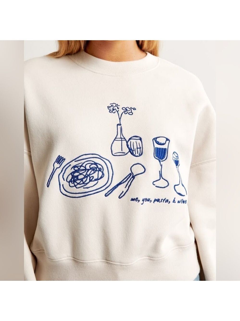 Abercrombie & Fitch Pasta Graphic Sunday Oversized Crewneck Sweatshirt